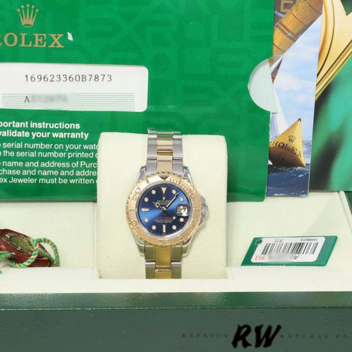 Rolex Yacht-Master 169623 Steel Yellow Gold Blue Dial 29MM Lady Replica Watch