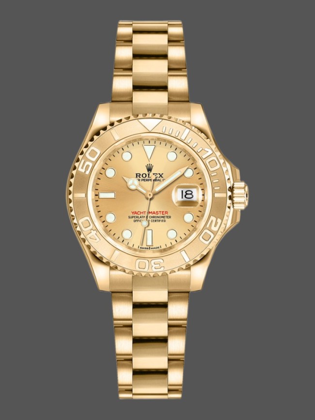 Rolex Yacht-Master 169628 Yellow Gold Champagne Dial 29MM Lady Replica Watch