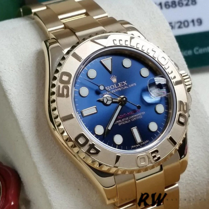 Rolex Yacht-Master 169628 Yellow Gold Blue Dial 29MM Lady Replica Watch