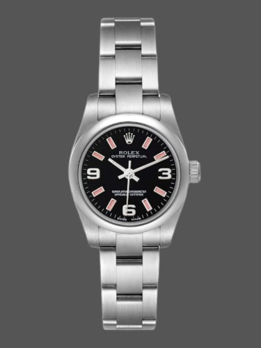 Rolex Oyster Perpetual 176200 Stainless Steel Case Black Dial 26MM Lady Replica Watch
