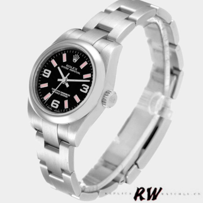 Rolex Oyster Perpetual 176200 Stainless Steel Case Black Dial 26MM Lady Replica Watch
