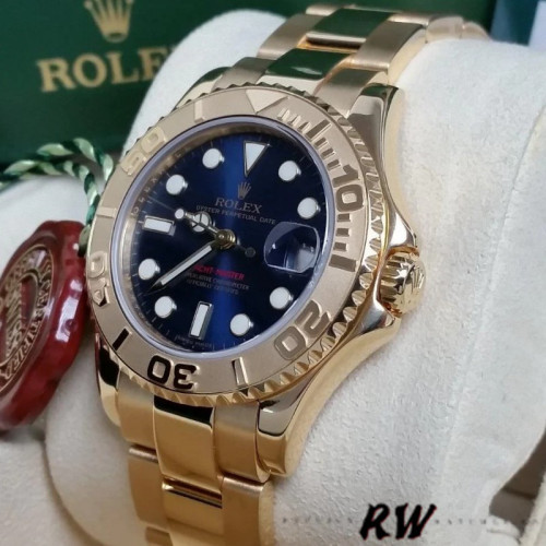 Rolex Yacht-Master 169628 Yellow Gold Blue Dial 29MM Lady Replica Watch