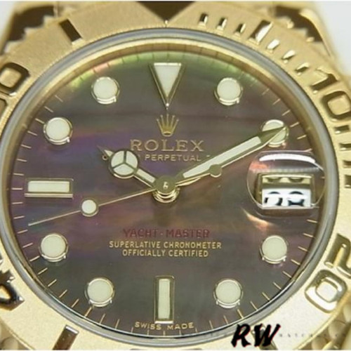 Rolex Yacht-Master 169628 Yellow Gold Black MOP Dial 29MM Lady Replica Watch