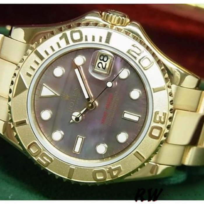 Rolex Yacht-Master 169628 Yellow Gold Black MOP Dial 29MM Lady Replica Watch