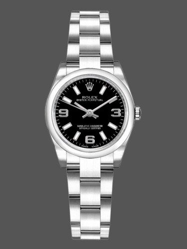 Rolex Oyster Perpetual 176200 Black Dial Stainless Steel 26MM Lady Replica Watch