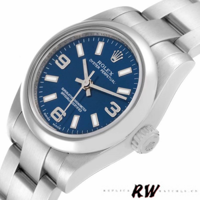 Rolex Oyster Perpetual 176200 Blue Dial Domed Bezel 26mm Lady Replica Watch