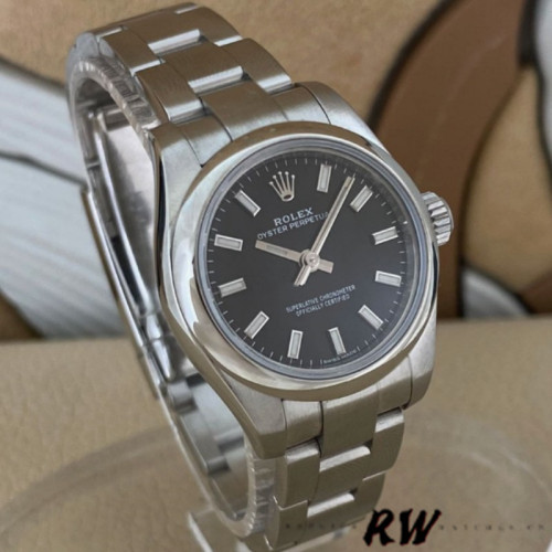 Rolex Oyster Perpetual 176200 Stainless Steel Black Index Dial 26MM Lady Replica Watch