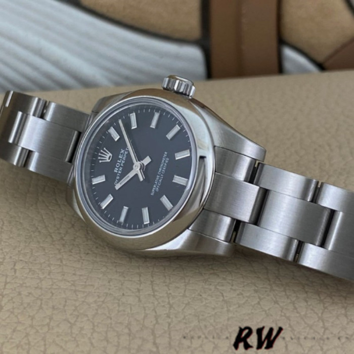 Rolex Oyster Perpetual 176200 Stainless Steel Black Index Dial 26MM Lady Replica Watch