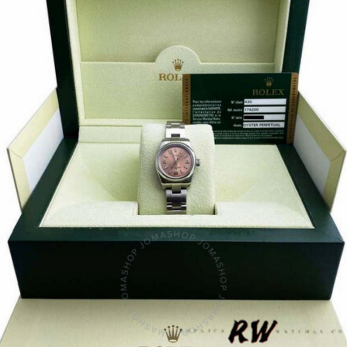 Rolex Oyster Perpetual 176200 Pink Dial Domed Bezel 26MM Lady Replica Watch