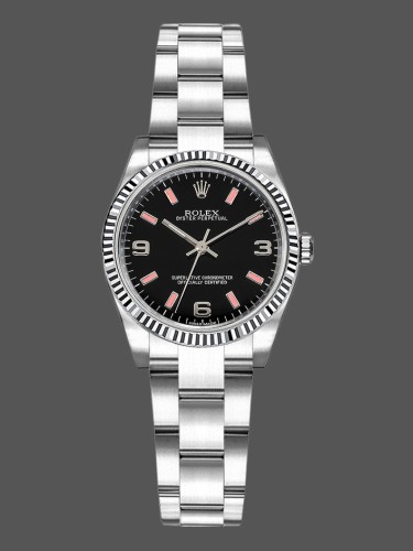 Rolex Oyster Perpetual 176234 Black Dial Fluted Bezel 26MM Lady Replica Watch