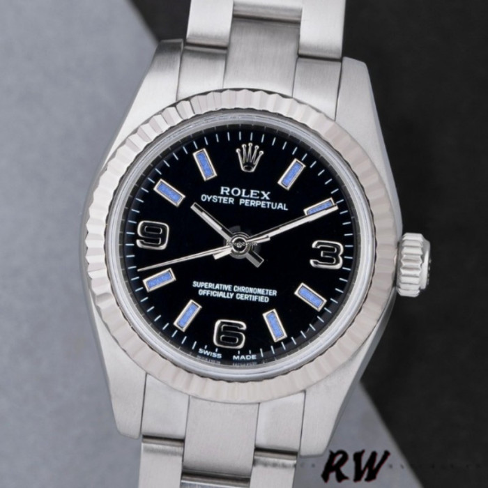 Rolex Oyster Perpetual 176234 Black Dial Blue Baton 26MM Lady Replica Watch