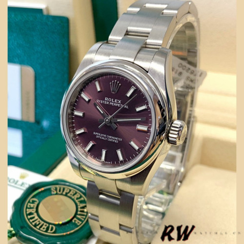 Rolex Oyster Perpetual 176200 Grape Red Dial 26mm Lady Replica Watch