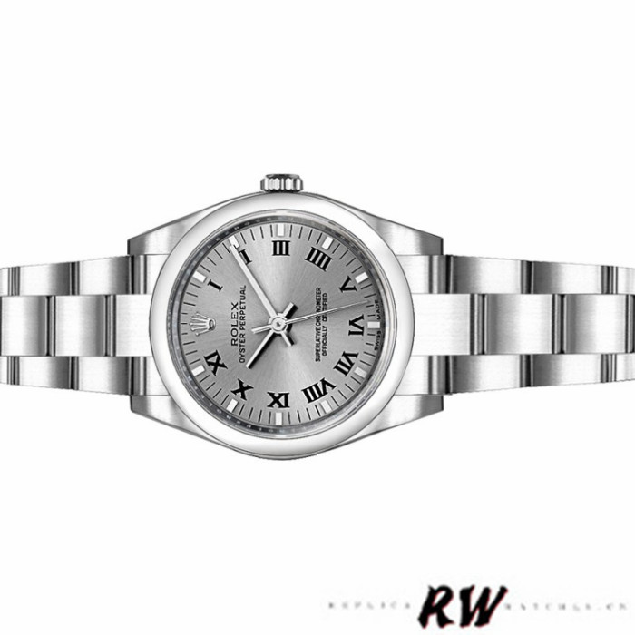 Rolex Oyster Perpetual 176200 Rhodium Grey Roman Numeral Dial 26mm Lady Replica Watch