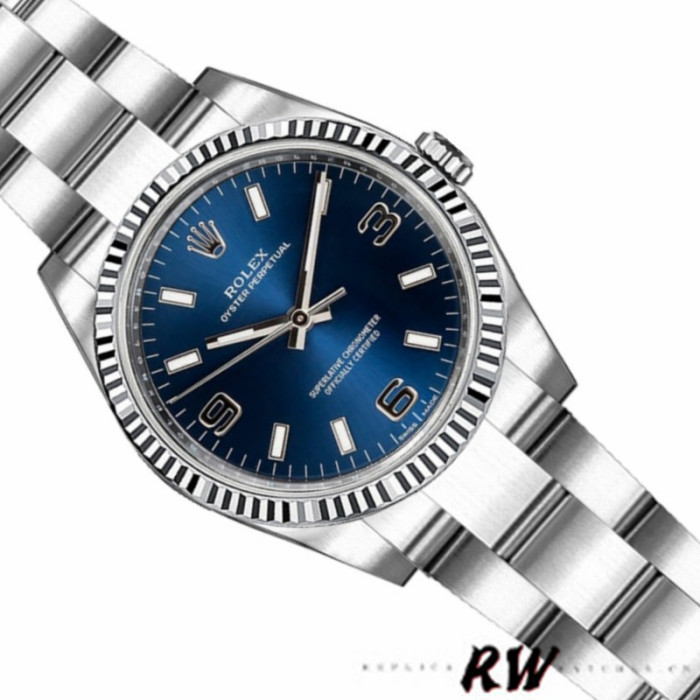 Rolex Oyster Perpetual 176234 Fluted Bezel Blue Dial 26MM Lady Replica Watch