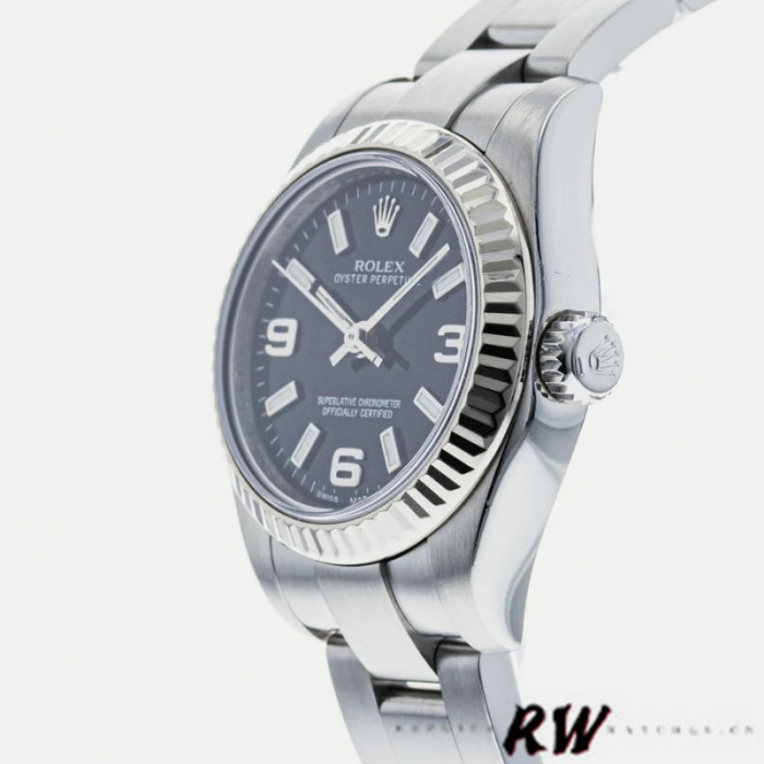 Rolex Oyster Perpetual 176234 Fluted Bezel Black Arabic Dial 26MM Lady Replica Watch