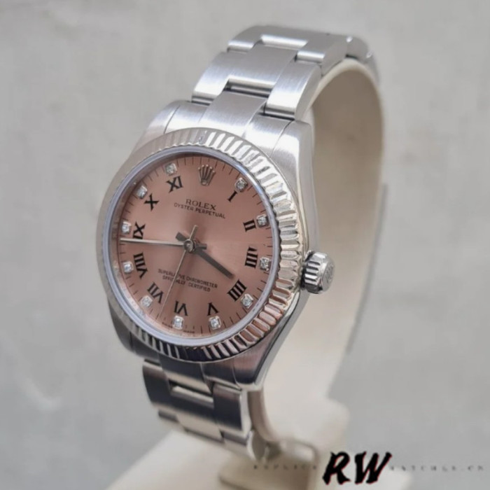 Rolex Oyster Perpetual 176234 Fluted Bezel Pink Diamond Dial 26MM Lady Replica Watch