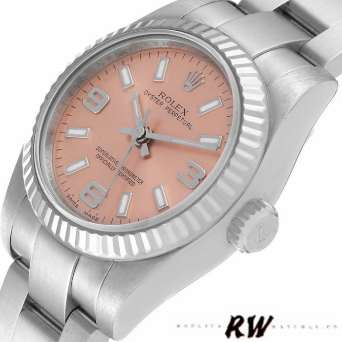 Rolex Oyster Perpetual 176234 Fluted Bezel Pink Dial 26MM Lady Replica Watch