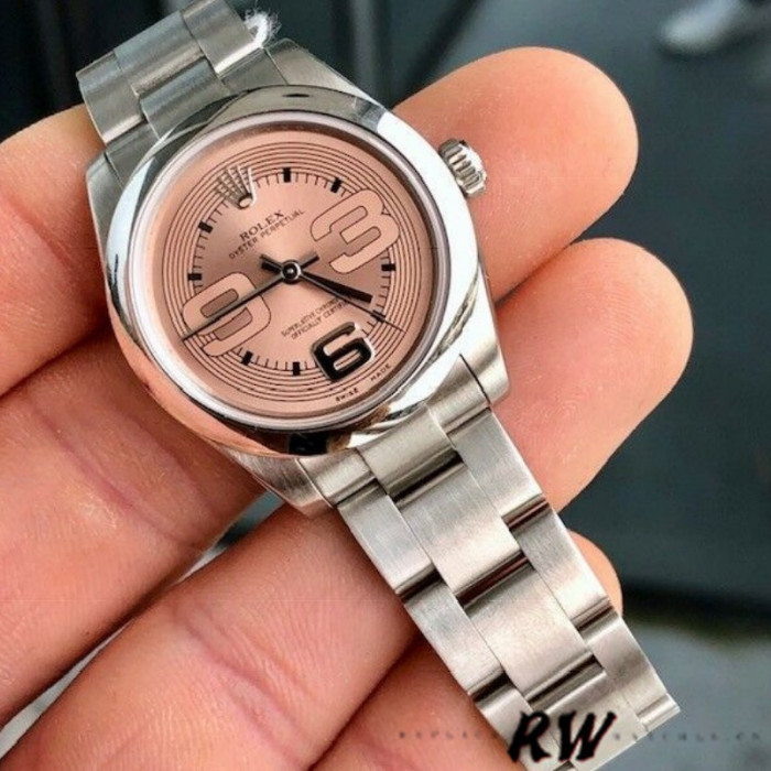Rolex Oyster Perpetual 177200 Pink Maxi Arabic Dial Domed Bezel 31mm Lady Replica Watch