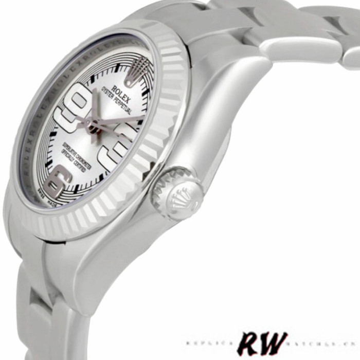 Rolex Oyster Perpetual 176234 Silver Maxi Arabic Dial 26mm Lady Replica Watch
