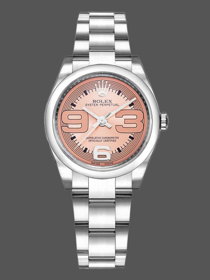 Rolex Oyster Perpetual 177200 Pink Maxi Arabic Dial Domed Bezel 31mm Lady Replica Watch