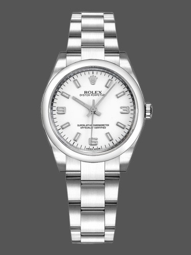 Rolex Oyster Perpetual 177200 White Arabic Dial Oyster Bracelet 31mm Lady Replica Watch