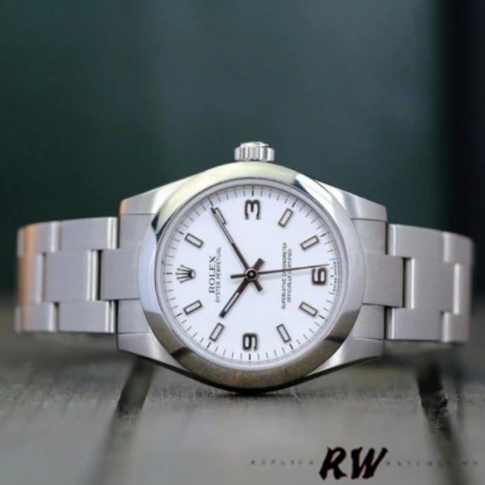 Rolex Oyster Perpetual 177200 White Arabic Dial Oyster Bracelet 31mm Lady Replica Watch