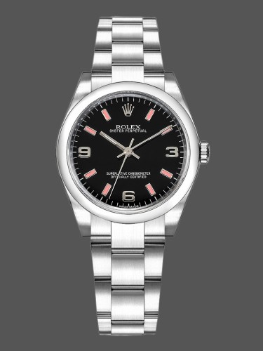 Rolex Oyster Perpetual 177200 Black Dial Pink Baton 31mm Lady Replica Watch