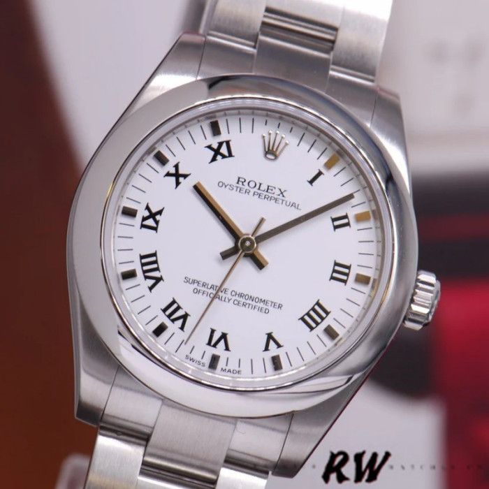 Rolex Oyster Perpetual 177200 White Roman Dial Oyster Bracelet 31mm Lady Replica Watch