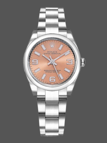 Rolex Oyster Perpetual 177200 Pink Dial Domed Bezel 31mm Lady Replica Watch