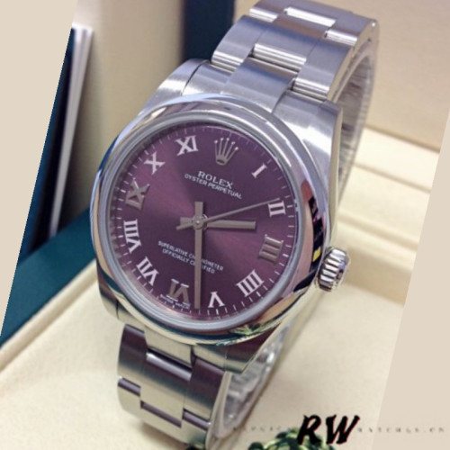 Rolex Oyster Perpetual 177200 Grape Red Dial 31mm Lady Replica Watch