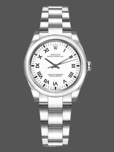 Rolex Oyster Perpetual 177200 White Roman Dial Oyster Bracelet 31mm Lady Replica Watch