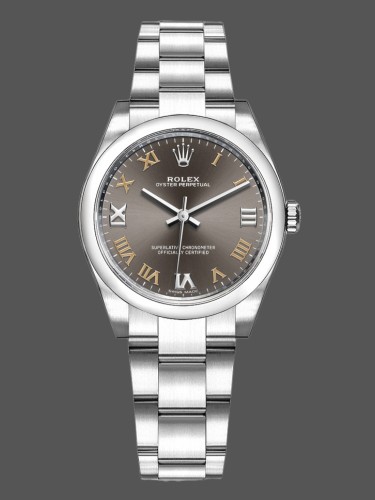 Rolex Oyster Perpetual 177200 Dark Grey Dial Domed Bezel 31mm Lady Replica Watch