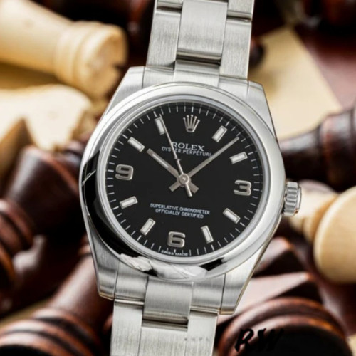 Rolex Oyster Perpetual 177200 Black Arabic Dial Domed Bezel 31mm Lady Replica Watch