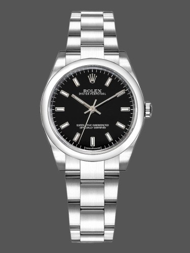 Rolex Oyster Perpetual 177200 Black Index Dial Domed Bezel 31mm Lady Replica Watch