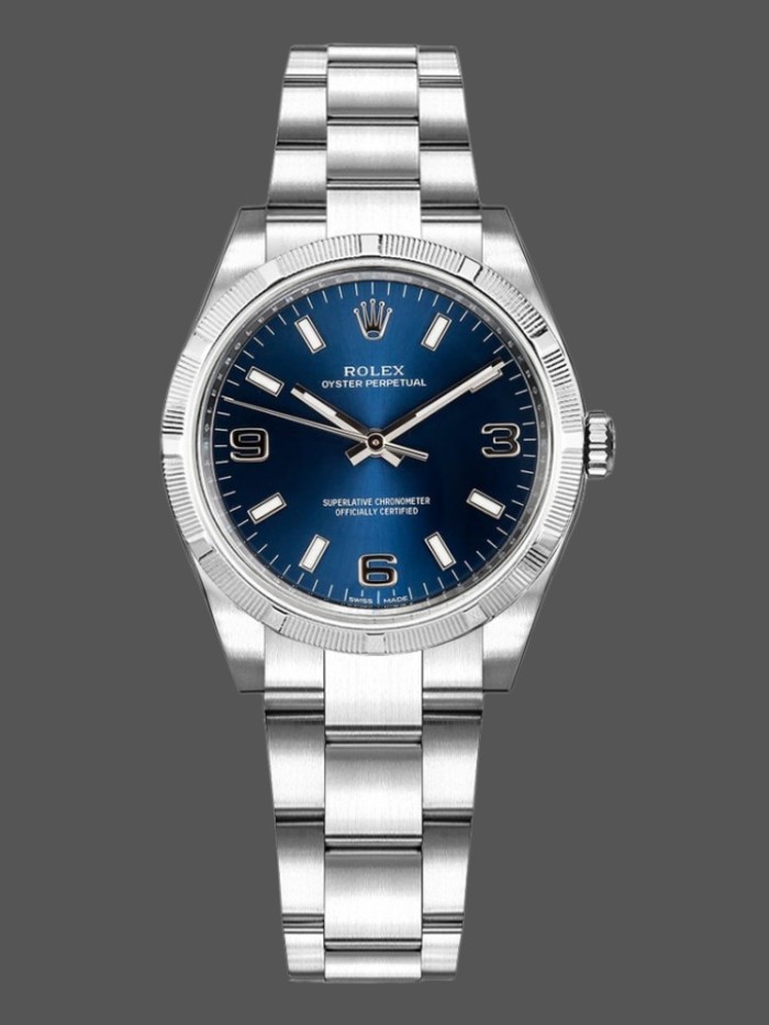 Rolex Oyster Perpetual 177210 Stainless Steel Blue Dial 31mm Lady Replica Watch
