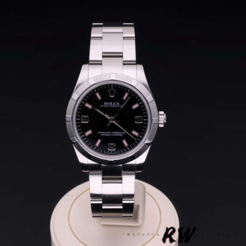 Rolex Oyster Perpetual 177210 Black Dial Pink Baton 31mm Lady Replica Watch