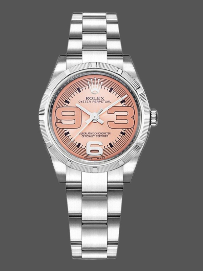 Rolex Oyster Perpetual 177210 Pink Maxi Arabic Dial 31mm Lady Replica Watch