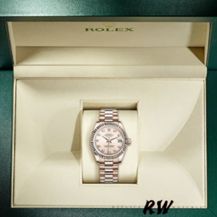 Rolex Datejust 178275 Rose Gold Pink Diamond Dial 31mm Lady Replica Watch