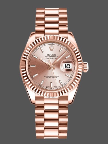 Rolex Datejust 178275 Rose Gold Pink  Index Dial 31mm Lady Replica Watch