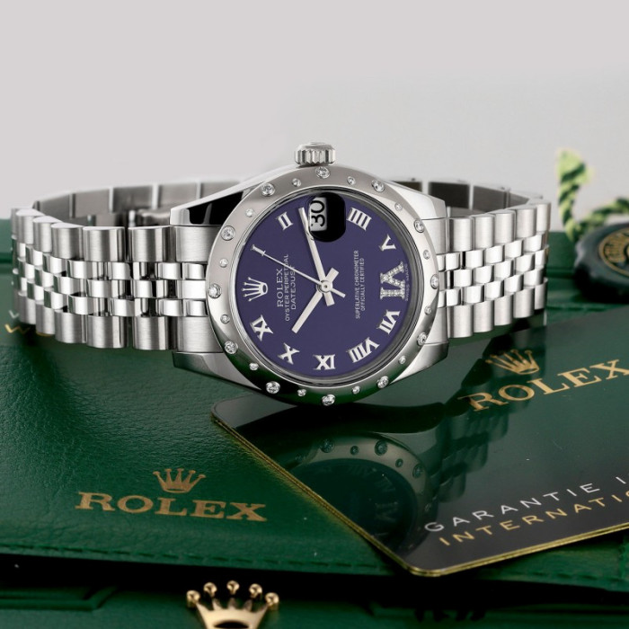 Rolex Datejust 178344 Purple Dial VI Diamonds 31MM Lady Replica Watch