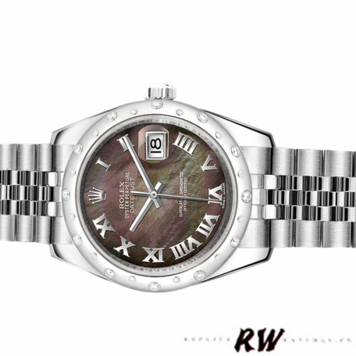 Rolex Datejust 178344 Black MOP Roman Dial 31MM Lady Replica Watch