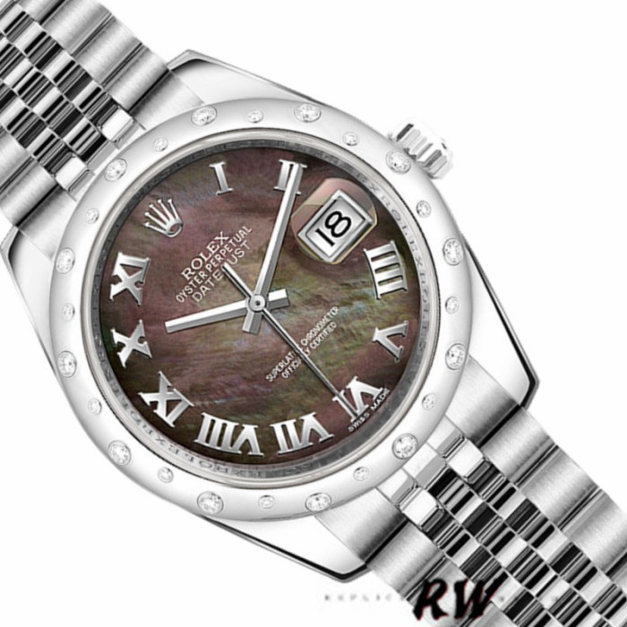 Rolex Datejust 178344 Black MOP Roman Dial 31MM Lady Replica Watch