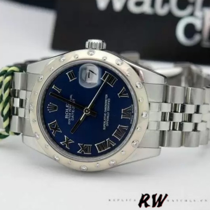 Rolex Datejust 178344 Blue Roman Dial Jubilee Bracelet 31MM Lady Replica Watch