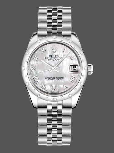 Rolex Datejust 178344 Mother of Pearl White Dial Diamond 31MM Lady Replica Watch