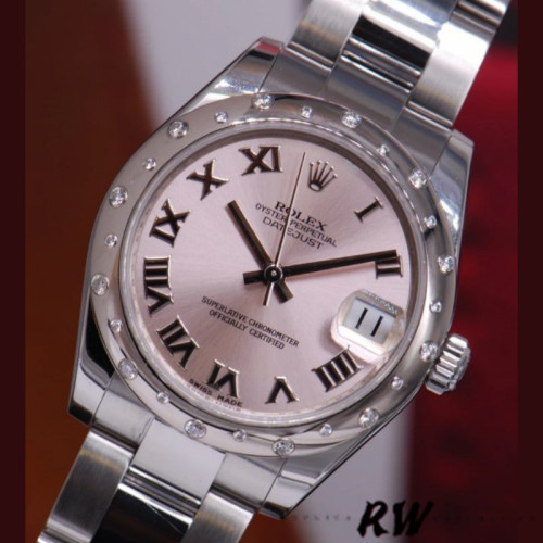 Rolex Datejust 178344 Pink Roman Dial 31MM Lady Replica Watch