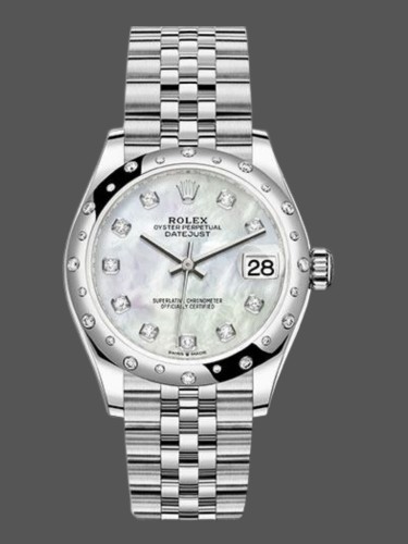 Rolex Datejust 178344 White Mother of Pearl Diamond Dial 31MM Lady Replica Watch