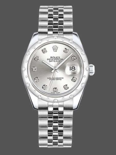 Rolex Datejust 178344 Stainless Steel Silver Diamond Dial 31MM Lady Replica Watch