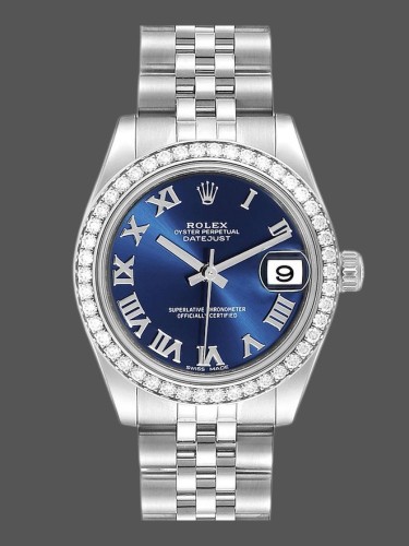 Rolex Datejust 178384 Stainless Steel Blue Roman Dial 31MM Lady Replica Watch
