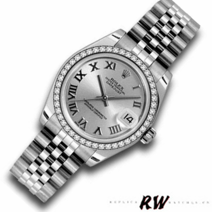 Rolex Datejust 178384 Stainless Steel Silver Roman Dial 31MM Lady Replica Watch