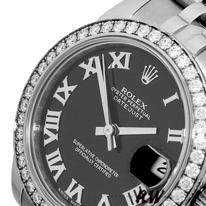 Rolex Datejust 178384 Stainless Steel Black Roman Dial 31MM Lady Replica Watch